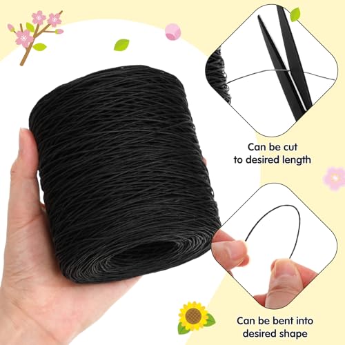 Syhood 1345 Feet Floral Vine Bind Wire Rustic Craft Wire, Black | For DIY Craft Wrapping, Flower Bouquets Garland Arrangements, , Christmas Wreath Making - color: Black, size: 1345 Feet