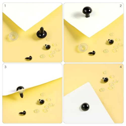 MUCUNNIA 400pcs 9mm Safety Eyes for Amigurumi with Washers Plastic Black Safety Eyes for Crochet Craft Safety Eyes for DIY Christmas Decorations Crochet Stuffed Animals Crafting - size: 9mm