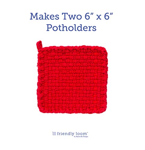 Harrisville Designs Friendly Loom | 7” Traditional-Sized Red Potholder Weaving Loops | Craft 2 Cotton Potholders (Pack of 3) - size: Red (Pack of 3)