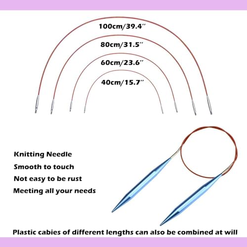 Yarniss 13 Pairs Circular Knitting Needle Set with Cable 3.0~10.0mm | Aluminum Interchangeable Knitting Needles with Case,Round Knitting Needle for Beginner - color: Purple