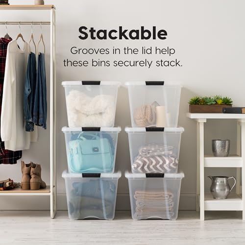 IRIS USA 6-Pack 54 Quart Storage Bins with Lids, Clear | Transparent design makes contents easy to find. Perfect for moving, blankets, clothing, and garage storage. Nestable design - color: Clear, size: 54 Qt, style: 6 Pack