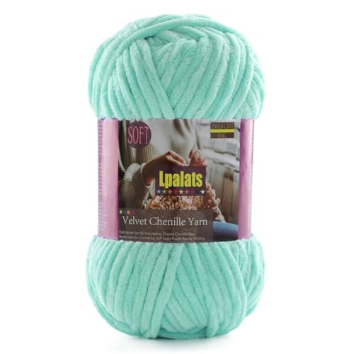Baby Blanket Yarn for Crocheting Soft, #6 Green Super Bulky Chenille Yarn | 1 Pack of 87 Yds, 3.5 Oz Plush Chunky Yarn for Crocheting, Thick Fluffy Velvet Yarn for Crochet Knitting Blankets, Amigurumi - color: Aqua Green