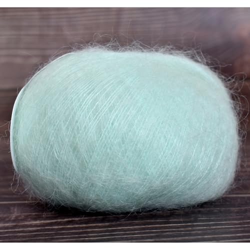 Kid-Silk Mohair Yarn, Lace Weight, 4 Balls 100g, 1420 yds | Yarnique 325m Per Ball | More Yardage | Sweaters & Tops | Stable Stitches (05 Mint Aqua) - color: 05 Mint Aqua
