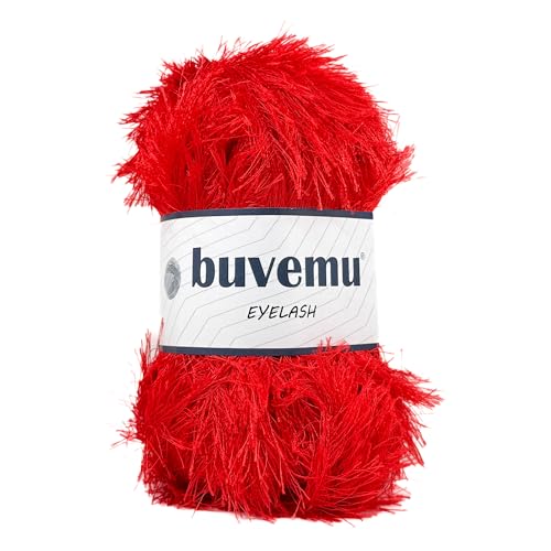 Eyelash Fun Fur Yarn 100 Gram (3.53 Ounces) 175 Yards (160 Meters) (Bright Red) - color: Bright Red, size: 1 Pack