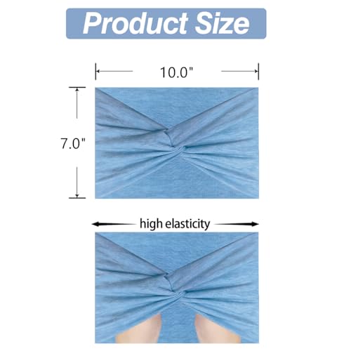 HAUHC Extra Wide Headbands for Women, 7'' Large Cotton Like Turban Knotted Bandana Head Bands for Women Non Slip, Boho Headbands for Women's Hair (C2-6Pcs, Extra Large 7" Wide) - color: C2