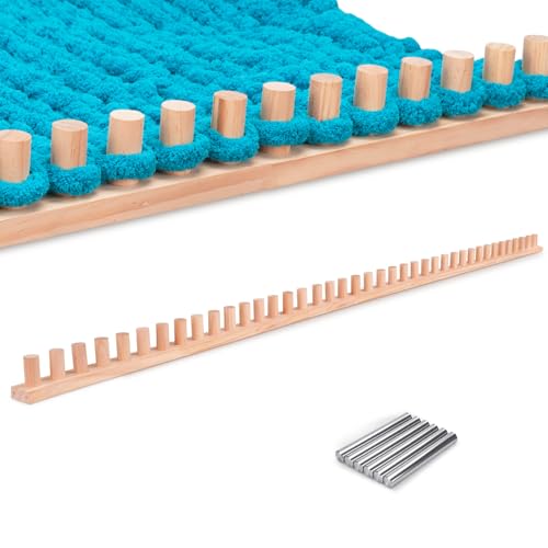 LITURTOO 80" Chunky Blanket Loom - Loom for DIY Throw Blankets, Adjustable Size Hand Knitting Yarn Chunky,No Needles Required,Beginner Friendly Yarn Craft - size: 80" - Natural Wood Color