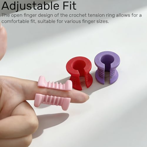 Adjustable Crochet Tension Ring for Finger - 3 Pack Yarn Rings, Opening Design, Multi- Yarn Splitter, Essential Knitting and Crocheting Accessory