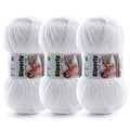 Skinny Chenille Yarn for Crocheting and Knitting - 3 Pack of 100g/317yds Ultra Soft Fluffy Plush Velvet Yarn - #2 Crochet Yarn for Amigurumi, Blankets, Plush Dolls, Baby Clothes (3, White) - color: White