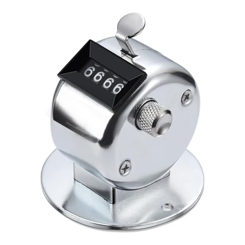 Stitch Counters for Knitting and Crocheting, Metal Knitting Row Counter | Hand Tally Clicker Counter, Battery-Free Counter, 4-Digit Display, Portable Finger Ring, Multi-Use Clicker (1 Pack)