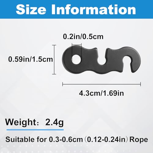 SATINIOR 20 Pieces Guyline Tensioner Aluminum Alloy Tent Cord Paracord Tensioner Guy Line Rope Adjusters Cord Tighteners for Outdoor Tent Camping Hiking Accessories - color: Black