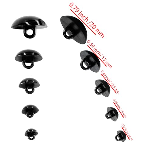 150PCS 0.35Inch Black DIY Mushroom Eyes Button, Round Plastic Safety Eyes Button Sewing Craft Eyes for Bear Crochet Puppet Plush Stuffed Animals Doll Making - size: 0.35inch/9mm