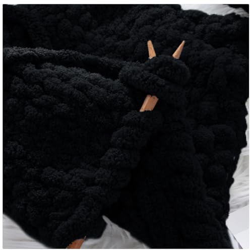 MABOZOO 8 Pack Super Bulky Chunky Chenille Yarn for Hand Knitting,Big Yarn for Chunky Blanket,Large Thick Arm Knitting Yarn,Fluffy Soft Plush Jumbo Yarn Crocheting,Black - color: Black
