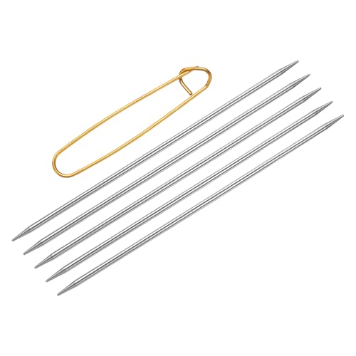 uxcell 5Pcs US 6(4mm) Double Pointed Knitting Needle 7.87 Inches Length Stainless Steel Sweater Stitching Needles with Stitch Holder for Handmade Projects DIY Knitting - size: 4mm