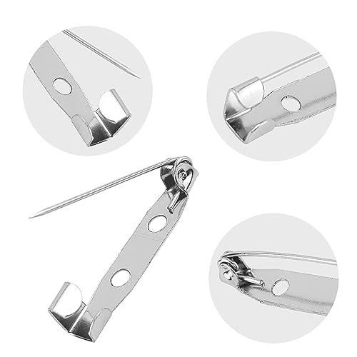 50 Pcs Silver Bar Pins, Safety Pins - Secure Back Clasp - Reliable Brooch Pins for Various Uses Locking Pins Backs Safety Clasp Brooch (32MM, Silver) - size: 32MM