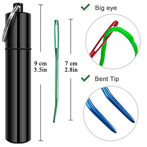yklbpd 12pieces Yarn Darning Needle Large Big Eye Weaving Needle,Tapestry Needle Bent Needles with Aluminum Storage Tube