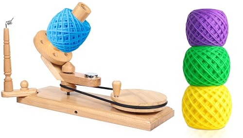 Yarn Winder – Large Handcrafted Wooden Ball Winder for Knitting, Crocheting & Weaving – Heavy-Duty Natural Beachwood Yarn Winder for 8-12 oz Yarn Cakes - color: Beechwood (Winder)