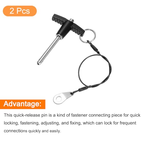 uxcell 2Pcs T Handle Lock Pins, 5mm x 40mm Usage Length Stainless Steel Push-Button Quick Release Pin - size: 5mm x 40mm