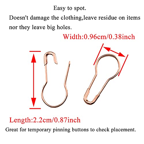 Hahiyo Bulb Metal Gourd Safety Pins 22mm Length Needle Fastener Closure Pear Shape Stitch Tag Marker Easy Use Spot Attach Sturdy Not Pop Ravel for Knit Sew Fabric Iron Rose Gold 350pcs - color: Rose Gold, size: 0.86 inch Rose Gold 350 Pcs