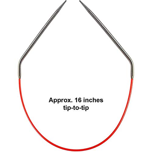 ChiaoGoo Knit Red 16-Inch, US 0 (2mm) Circular Knitting Needle | Surgical Stainless Steel, Semi-Sharp Tips, Memory-Free Steel Cable, Smooth Metal Joins, Easy-Glide, Stitch Holder - size: US 0 (2.0mm), 16 in. (40cm)