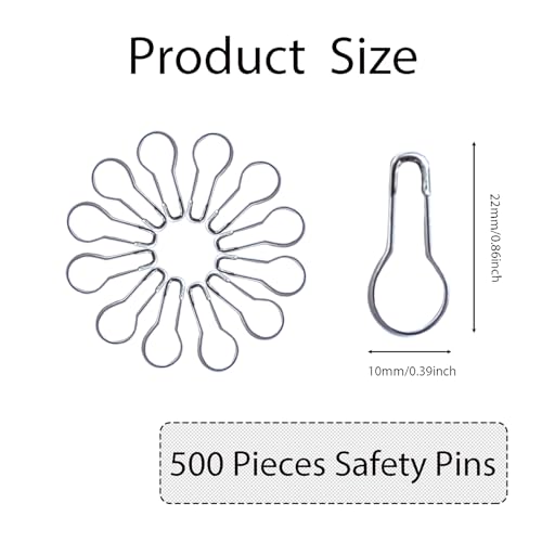 500pcs Silver Bulb Pins 0.8" Gourd Safety Pins for Craft Project, Home Accessories - color: Silver
