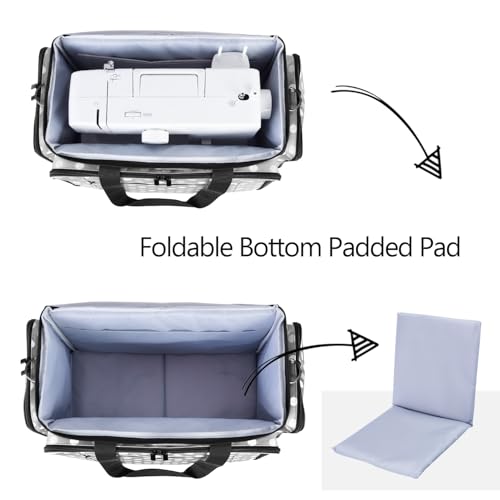 LUXJA Sewing Machine Case with Removable Padding Pad, Gray Dots | Travel Case for Most Standard Sewing Machines & Accessories, Bag Only - color: Gray Dots, style: Sewing Machine Bag