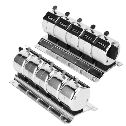 Hand Tally Counter, 4-Digit Clicker Counter Metal Mechanical Counter 0-9999 5 Units Conjoined Manual Pitch Counter