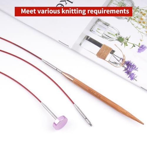 WAZAIGUR Interchangeable Circular Knitting Needles Cable 40inch/100cm | Durable, Smooth, Fit Interchangeable knitting needles, Polished Metal Connector Head, Metallic Cable - size: 40inch/100cm