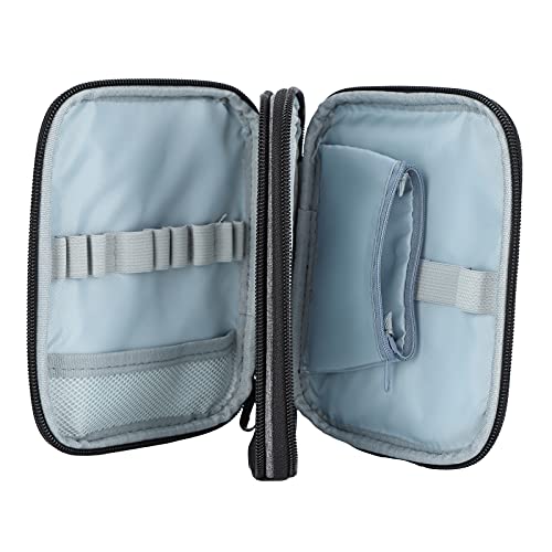 Crochet Hooks Storage Bag 2 Layer 600D Oxford Fabric Knitting Needles Organizer Zipper Flat Open Protective Cover Travel Case Gray