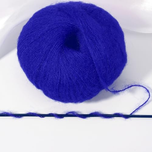 PATIKIL 2 Skeins Mohair Yarn, Soft Yarn Faux Mohair Fuzzy Fur Fine Fluffy Yarns Thin for Crocheting Knitting Sweater Scarf Hat Crafts Blanket Rug, Blue Purple - color: Blue Purple