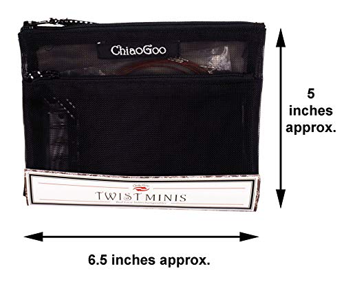 ChiaoGoo Twist Red Lace 4-inch Mini 7400-M Interchangeable Set | US 000, 00, 0, 1, 1.5, Circular Knitting Needles, Stainless Steel, 3 Mini Cables, Project Bag