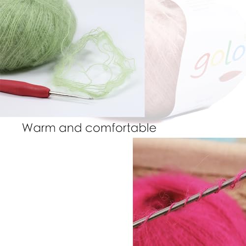 golo Mohair Yarn for Hand Knitting Wool Yarn for Weaving - color: 024-Black