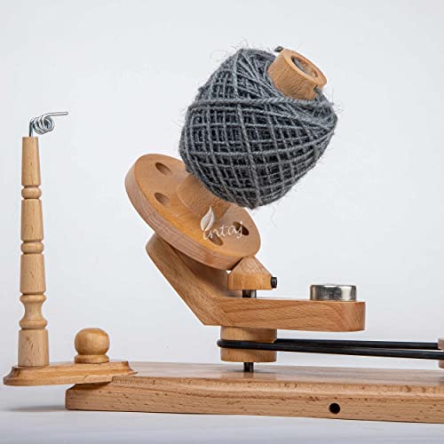 Beechwood Yarn Winder and Swift Set, Wooden Hank to Cake Kit | Matched beech ball winder and umbrella swift, everything needed to wind hanks into center-pull cakes. - color: Beechwood, size: Winder + Swift Set