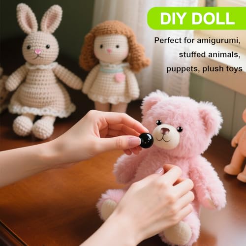 Safety Eyes for Crochet & Amigurumi, 1100PCS Plastic Safety Eyes with Washers, Assorted Sizes 6–14mm, Secure Fit Eyes for DIY Plush Dolls, Stuffed Animals & Handmade Crafts - size: 1100 pcs