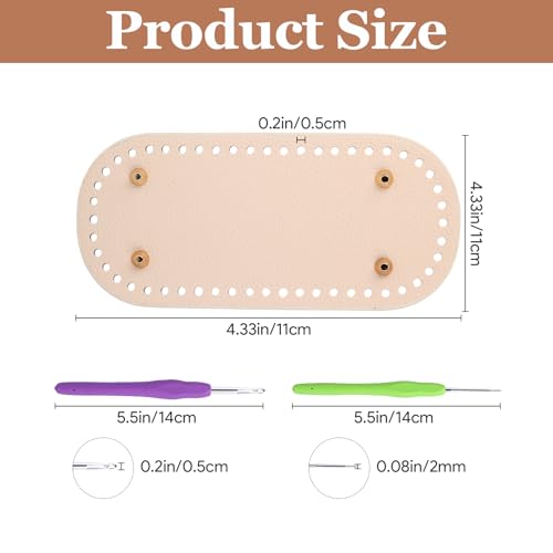 QsiuYbng 17 Pcs Purse Handles & Bases Set Includes 5 Pcs Leather Purse Bottoms for Crocheting 2 Pcs Acrylic D Shape Bag Handles 2 Pcs Crochet Hook Crochet Bag Kit - color: D Shape