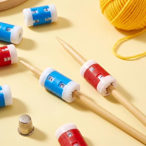 Crochet Stitch Markers, 4pcs Manual Tally Counter, Slide-On Plastic Knitting Row Counter, 2 Sizes Mini Counting Clicker for Hand Weaving Knitting Crochet Projects DIY Crafting Accessories