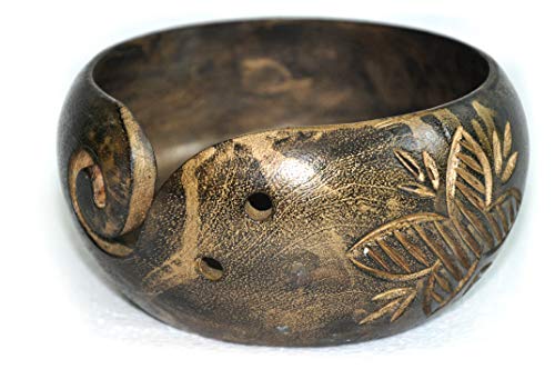 Premium Solid Wooden Yarn Bowl – Handcrafted Knitting & Crochet Holder with Antique Finish – Tangle-Free Yarn Storage – 6"x6"x3" – Rustic Golden - color: Rustic Golden, size: 6" x 6" x 3"