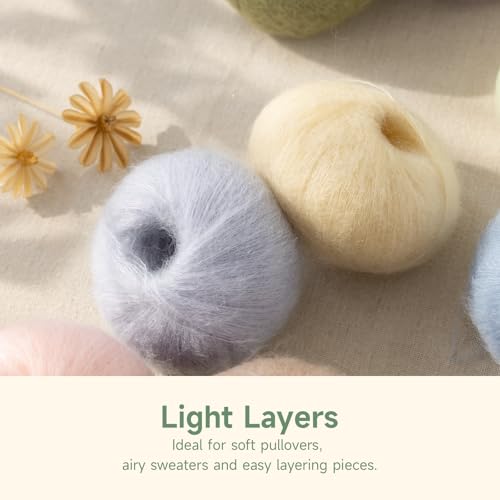 Susan's Family South African Soft Mohair Plus 2x20g/284Yds-Orchid Bloom | Soft and Durable Cobweb Weight Yarn, 56% Mohair 29% Nylon 13% Wool, 2x20g , 284Yds , for Knitting, Crochet and Crafts - color: 05#Orchid Bloom