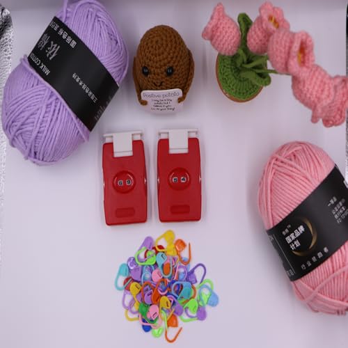 VVZOWW Knitting Tool Manual Counting Device Sweater Pole Crochet Knitting Counter 2PCS Red - color: Red