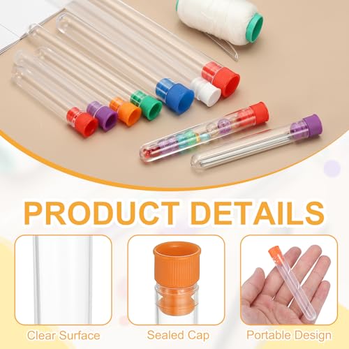 PATIKIL 2.4" Length Plastic Sewing Needle Storage Holder, 16 Pcs Portable Embroidery Needle Clear Pin Toothpick Storage Tubes Case for Craft Knitting, Orange - color: Orange, size: 2.4"