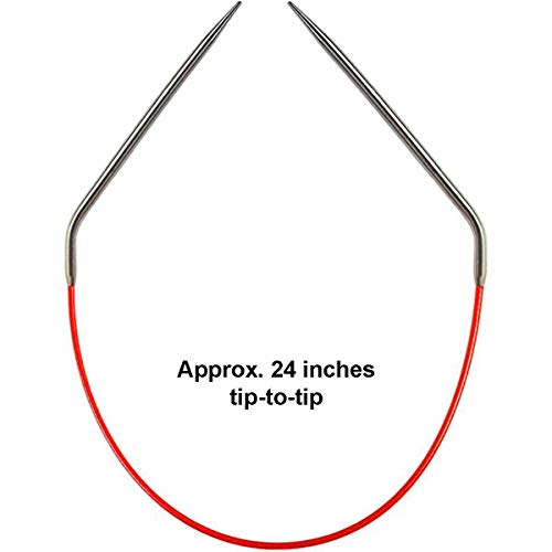 ChiaoGoo Knit Red 24-Inch, US 2 (2.75mm) Circular Knitting Needle | Surgical Stainless Steel, Semi-Sharp Tips, Memory-Free Steel Cable, Smooth Metal Joins, Easy-Glide, Stitch Holder - size: US 02 (2.75mm), 24 in. (60cm)