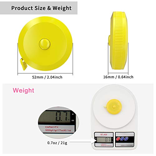 DiCUNO 3-Pack Soft Retractable Measuring Tape, 60-Inch 1.5 Meter, Yellow | Measuring Tape for Pocket, Body Tailor Sewing Craft Cloth, Medical Nursing, Tape Measure - color: Yellow*3pcs