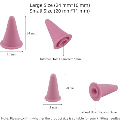 8pcs Knitting Needle Point Protectors, Pink Silicone Knitting Needle Tip Cap Stoppers Stitch Stopper Protector Cover Crocheting Accessories Supplies (Large and Small), SATONBEYI - color: Pink, size: Silicone-Large/Samll-8P
