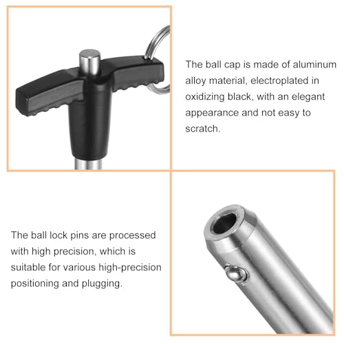 uxcell 2Pcs T Handle Lock Pins, 8mm x 20mm Usage Length Stainless Steel Push-Button Quick Release Pin - size: 8mm x 20mm