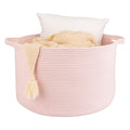 XUANGUO Extra Large Cotton Rope Round Storage Basket 22" x 14" Pink | Woven basket for blankets, toys, towels, laundry, nursery, living room and pet toy storage. - color: pink
