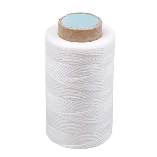 284Yards Leather Sewing Thread Waxed, Waxed Polyester Cord, Wax String | Waxed Thread for Bookbinding, Upholstery Thread Heavy Duty, Wax String for Leather Craft DIY/Bookbinding/Shoe Repairing - color: Off-white