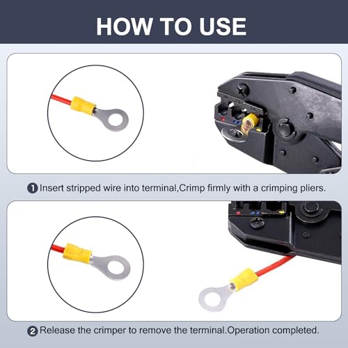 Chanzon 50pcs Yellow #8 M4 Ring Terminals 12-10AWG UL Recognized Insulated | Eyelet Wire Connector Gauge Electrical Crimp Connector for Boat Truck Stereo Car - size: 4mm Ring, style: 12-10AWG