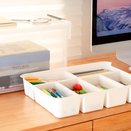 Citylife 32QT 2Packs Clear Craft Organizers and Storage Box with Tray | Stackable Art Supply Organizer Storage Bins with Lids for Beads, Markers, Sewing, Tools, Clothes, Files, Office Supplies - size: 32 Qt- 2 Pack