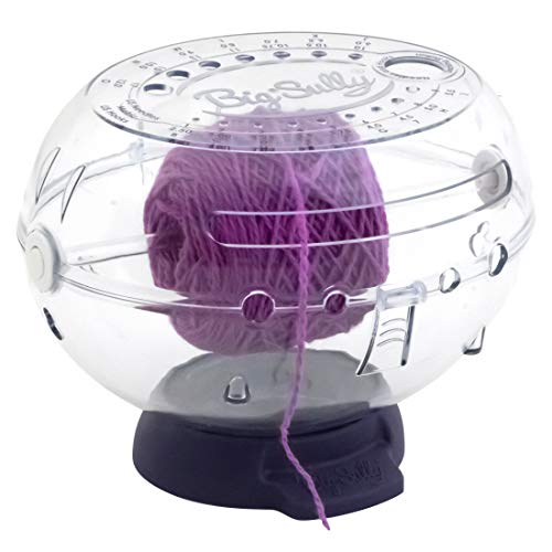 Prym Big Sully Travel Yarn Holder for Knitting & Crochet, Prevents Tangles with 6 Yarn Channels, Needle Gauge, Yarn Spindle, Non-Slip Base & Hidden Storage | Prevents Tangles with 6 Yarn Channels, Needle Gauge, Yarn Spindle, Non-Slip Base & Hidden Storage