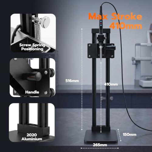Vertical Heat Press Machine-Heat Set Insert Tool (Insertion Height 410mm) with Heat Set Tips M2-M8 add Brass Metric Knurled Nuts for Threaded Inserts for Plastic and 3D Printing Components - color: ZW12XL