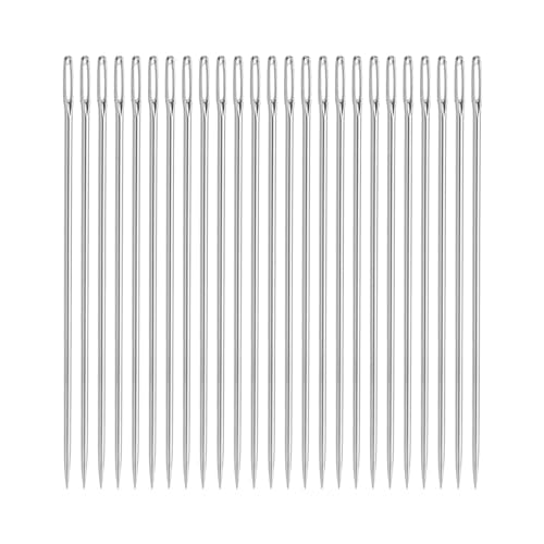uxcell 25Pcs Hand Sewing Needles, 2.4 Inch Length Large Eye Stitching Needles Metal Sewing Needle Easy to Thread for Sewing Mending - size: 2.4"